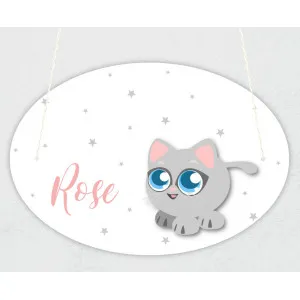 Plaque de porte personnalisable modèle chat Tendance Cadeau - 1