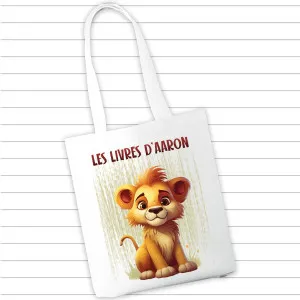 Sac à cahiers et livres personnalisé - Lion & Prénom Tendance Cadeau - 1