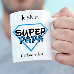 Mug super papa personnalisable avec un prénom Tendance Cadeau - 1