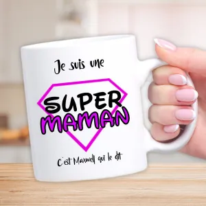 Mug super maman personnalisable avec un prénom Tendance Cadeau - 1
