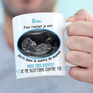 Mug personnalisable avec échographie et un prénom modèle bleu Tendance Cadeau - 1