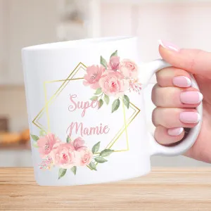 Mug personnalisé super mamie modèle fleurs Tendance Cadeau - 1