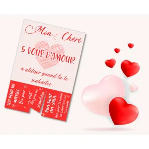 Carte personnalisée avec bons détachables pour amoureux Tendance Cadeau - 1