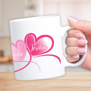 Mug coeurs personnalisable avec prénoms Tendance Cadeau - 1