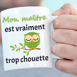 Mug personnalisable chouette maître/maîtresse/nounou Tendance Cadeau - 1