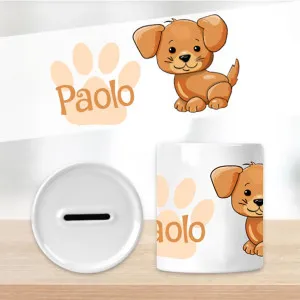 Tirelire chien personnalisée en céramique – Prénom au choix Tendance Cadeau - 1