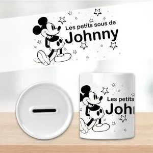 Tirelire Mickey personnalisée en céramique – Prénom de l’enfant Tendance Cadeau - 1