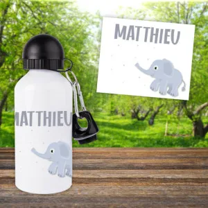 Gourde ou bouteille enfant personnalisée modèle éléphant Tendance Cadeau - 1