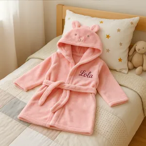 Peignoir brodé avec prénom rose Tendance Cadeau - 1