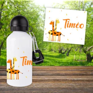 Gourde ou bouteille enfant personnalisée modèle girafes Tendance Cadeau - 1