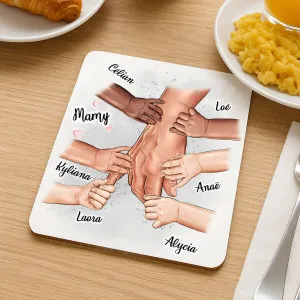 Dessous de plat grand-parent personnalisable avec mains Tendance Cadeau - 1