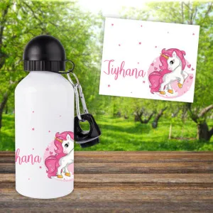 Gourde ou bouteille enfant personnalisée modèle licorne étoiles Tendance Cadeau - 1