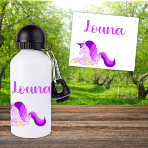 Gourde ou bouteille enfant personnalisée modèle licorne Tendance Cadeau - 1