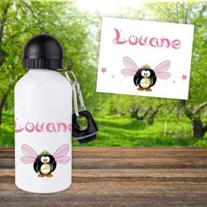 Gourde ou bouteille enfant personnalisée modèle pingouin fée Tendance Cadeau - 1