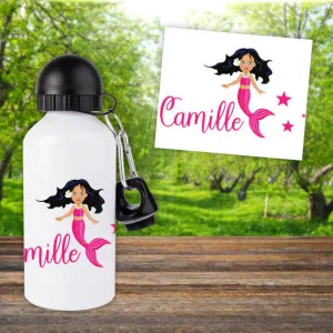 Gourde ou bouteille enfant personnalisée modèle sirène Tendance Cadeau - 1