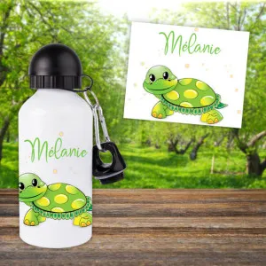 Gourde ou bouteille enfant personnalisée modèle tortue Tendance Cadeau - 1