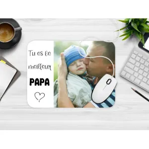Tapis de souris personnalisé avec photo - Modèle papa Tendance Cadeau - 1