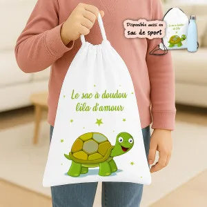 Sac à doudou ou sac de gym personnalisé modèle tortue Tendance Cadeau - 1