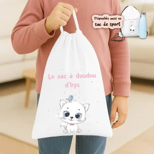 Sac à doudou ou sac de gym personnalisé modèle chat Tendance Cadeau - 1