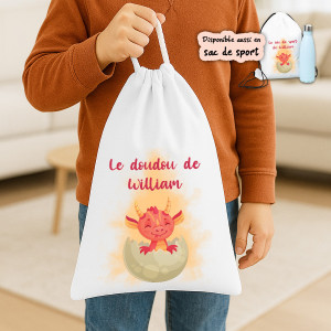 Sac à Doudou Personnalisé Avec Prénom - Sac De Crèche Enfant Chien Mignon, 20x28.5 Cm, Pour Tétine, Jouet