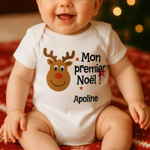 Body bébé ou tee-shirt Noël personnalisable modèle renne Tendance Cadeau - 1