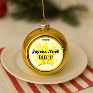 Boule sapin de Noël personnalisable modèle étoiles Tendance Cadeau - 1