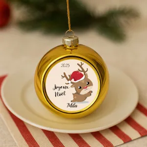 Boule sapin de Noël personnalisable modèle renne Tendance Cadeau - 1