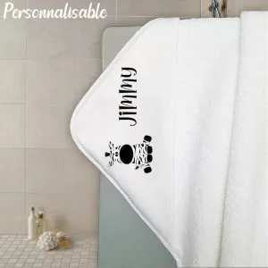 Cape de bain en éponge personnalisable modèle zèbre Tendance Cadeau - 1