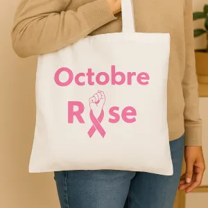 Tote bag personnalisé Octobre rose modèle poing Tendance Cadeau - 1