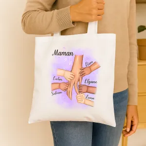 Tote bag maman personnalisable avec mains Tendance Cadeau - 1