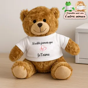 Peluche personnalisée “N’oublie jamais que je t’aime” – ourson, grenouille ou lapin Tendance Cadeau - 1