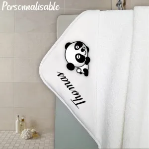 Cape de bain en éponge personnalisable modèle panda Tendance Cadeau - 1