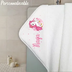 Cape de bain en éponge personnalisable modèle licorne étoiles Tendance Cadeau - 1