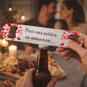 Décapsuleur en inox personnalisable pour les amoureux Tendance Cadeau - 1