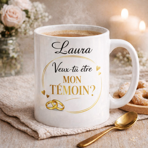 Mug personnalisé demande témoin mariage personnalisable - Modèle or Tendance Cadeau - 1