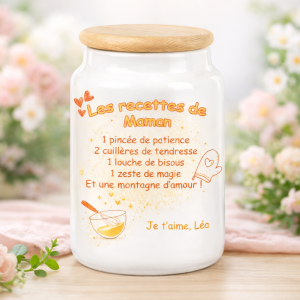 Pot à biscuits personnalisé modèle recettes de maman Tendance Cadeau - 1