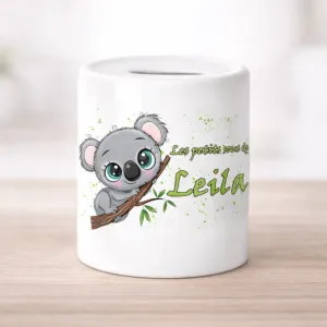 Tirelire koala personnalisée en céramique – Prénom au choix Tendance Cadeau - 1
