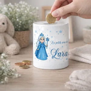 Tirelire Reine des Neiges personnalisée en céramique – Prénom Tendance Cadeau - 1