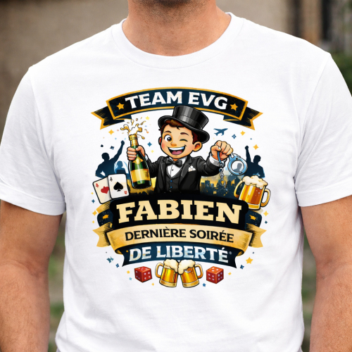 Tee-shirt blanc Team EVG – Dernière soirée de liberté Tendance Cadeau - 1