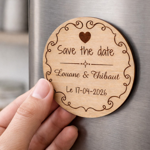 Magnet Save the Date personnalisé en bois aimanté Tendance Cadeau - 2