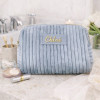 Trousse de toilette en velours côtelé bleue personnalisable  - 1
