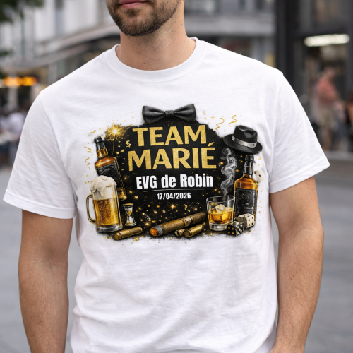 Tee-shirt Team Marié personnalisable pour EVG Tendance Cadeau - 1