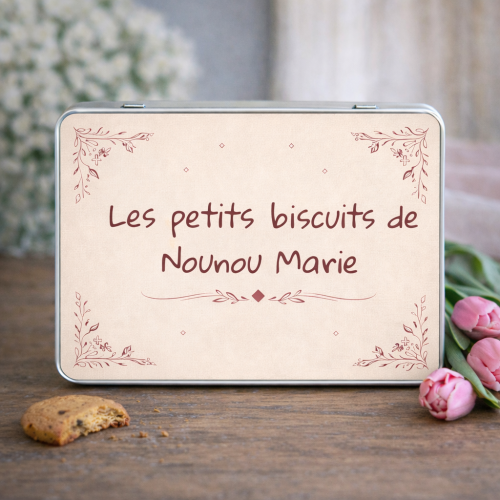 Boîte à biscuits personnalisée en métal – Modèle Minimaliste Tendance Cadeau - 1