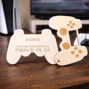 Plaque en bois personnalisée manette console rotative – Demande originale gamer Tendance Cadeau - 1