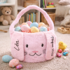 Panier de Pâques personnalisé enfant rose – Panier lapin avec prénom Tendance Cadeau - 2