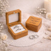 Boîte pour 2 alliances en bois personnalisable mariage  - 1