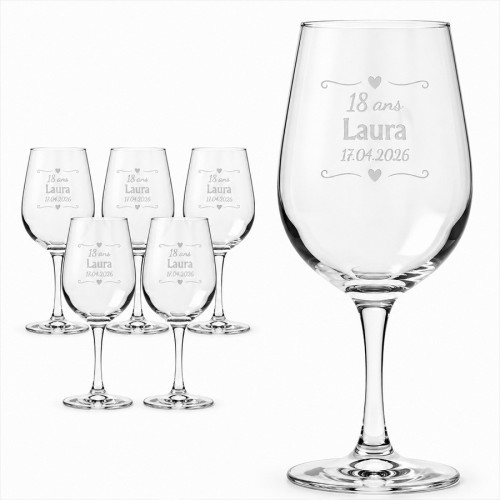 Lot de 6 verres à vin personnalisables 315 ml – Gravure laser – Motifs au choix Tendance Cadeau - 4