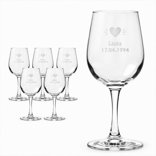Lot de 6 verres à vin personnalisables 315 ml – Gravure laser – Motifs au choix Tendance Cadeau - 6