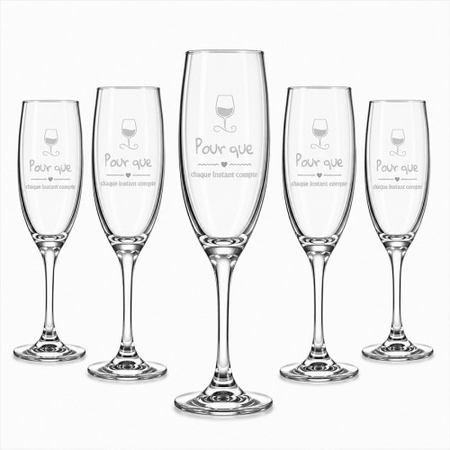 Lot de 6 flûtes à champagne personnalisables 190 ml – Gravure laser – Motifs au choix Tendance Cadeau - 2