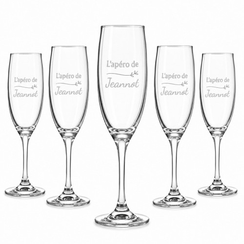 Lot de 6 flûtes à champagne personnalisables 190 ml – Gravure laser – Motifs au choix Tendance Cadeau - 3